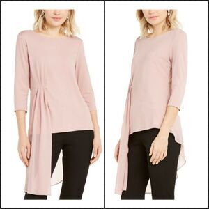 Alfani Sheer Asymmetrical-Overlay Top Size L